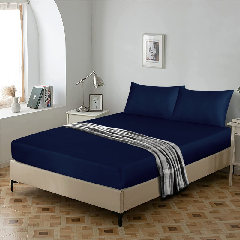 Egyptian-Quality Cotton sheet Flat, Double (4'6"), Navy