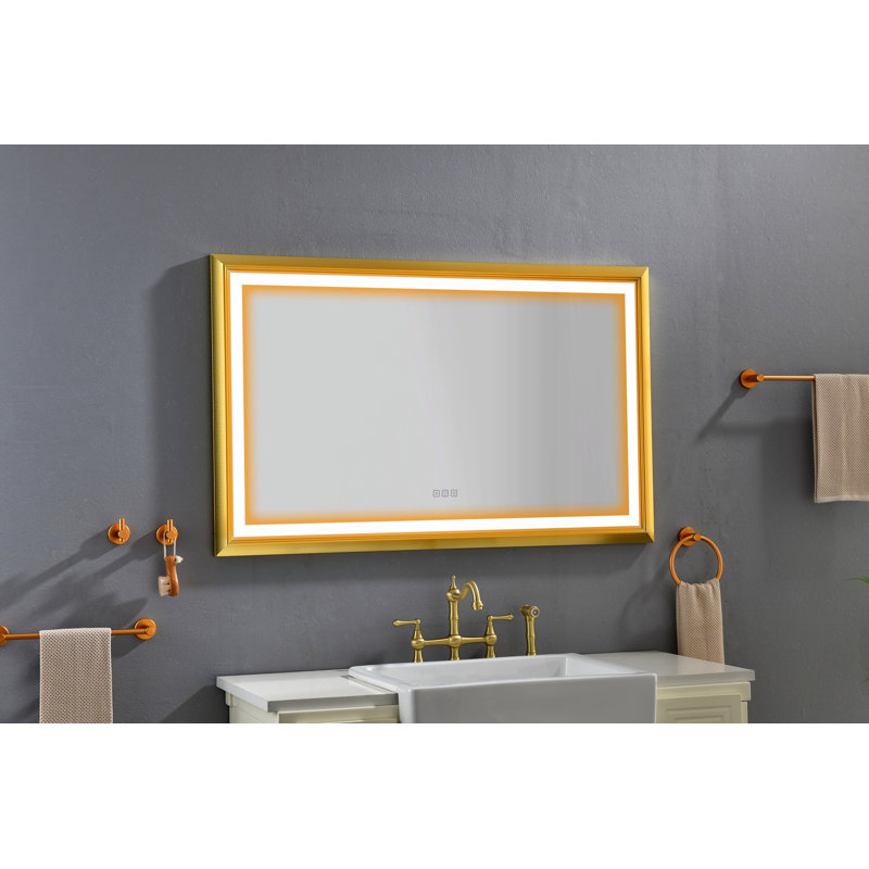 Miroir de salle de bain 48 "x 30" à DEL avec cadre en aluminium