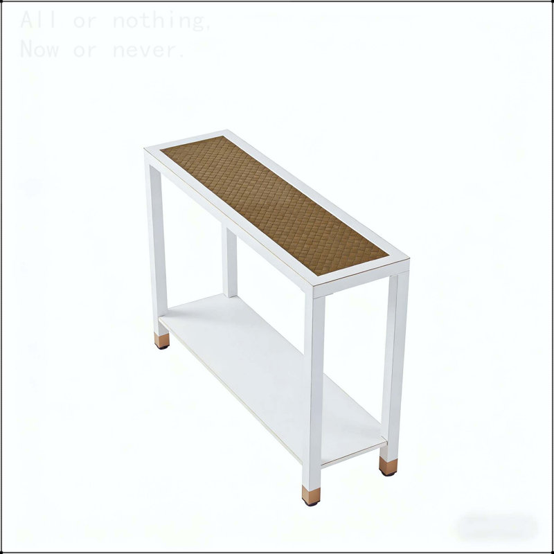 Glass Entryway Table with 2-Tier Metal Structure, White