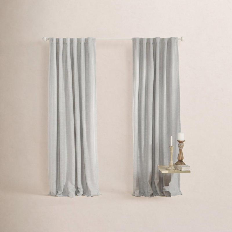 Linen Herringbone Blackout Single Panel, 52" W x 84" L, Gray