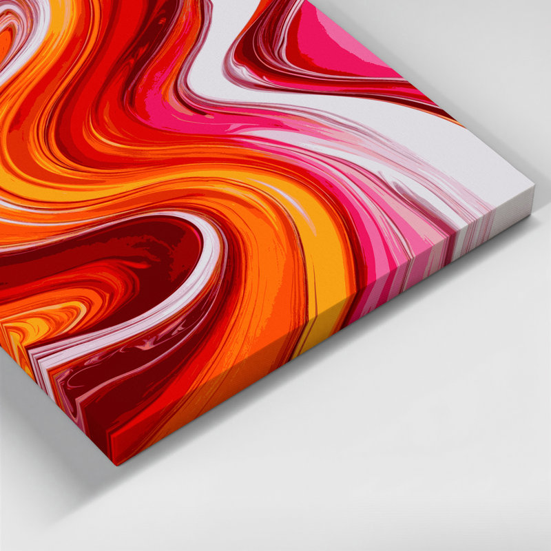 Abstrait art fluide sur toile orange 2, H 12 po x l 12 po