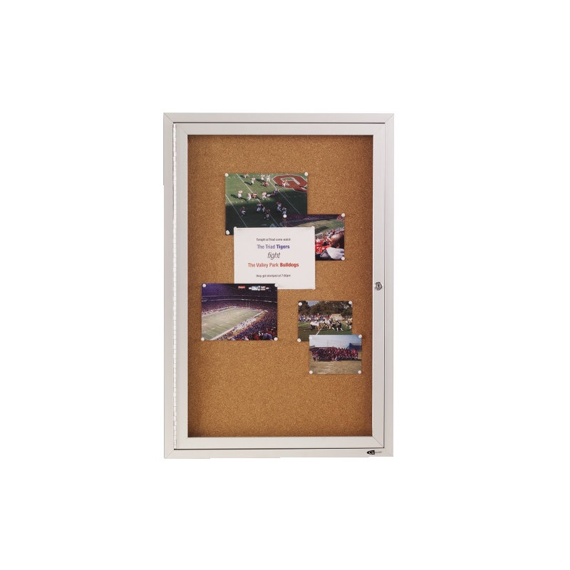 Quartet® Cork Enclosed Cabinet Metal Bulletin Board