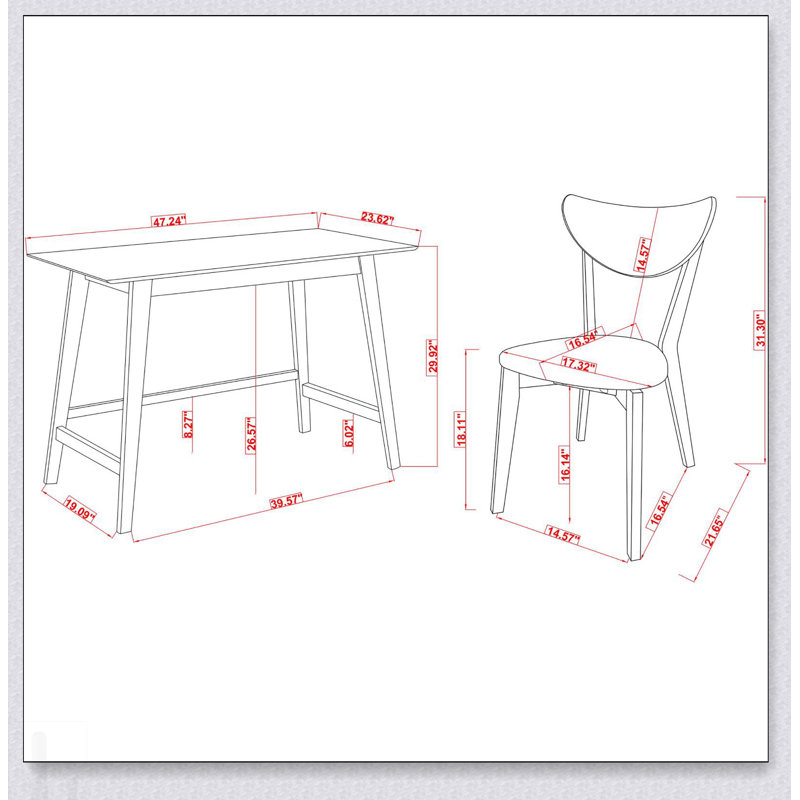 Élégant ensemble de bureau d'écriture 2 pièces en bois de noyer et fauteuil rembourré pour bureau à domicile moderne