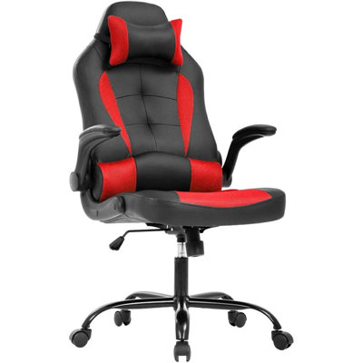 BestOffice PC Gaming Chair Ergonomic Office Chair Desk Chair with Lumbar Support Flip Up Arms Headrest PU Leather Executive High Back Computer Chair f
