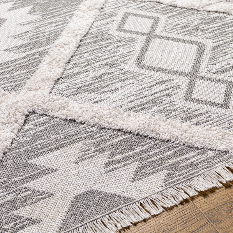 Himzo Performance Cotton Geometric Indoor Rug, Rectangle 6'4" x 9'