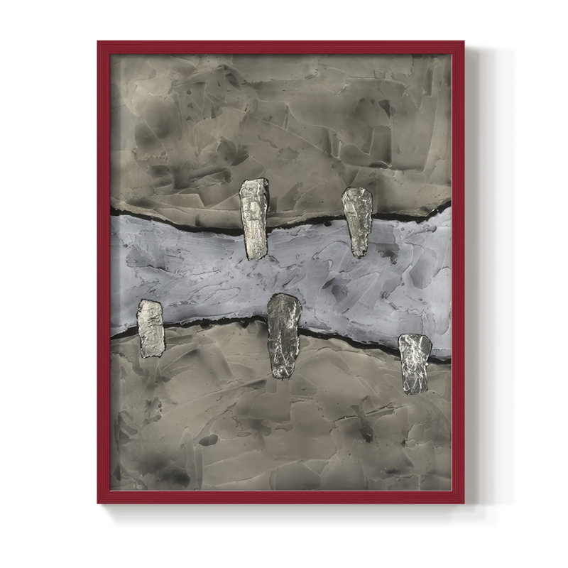 «Stonemasonry II», reproduction encadrée - bois massif, H 21 po x l 17 po, Rouge