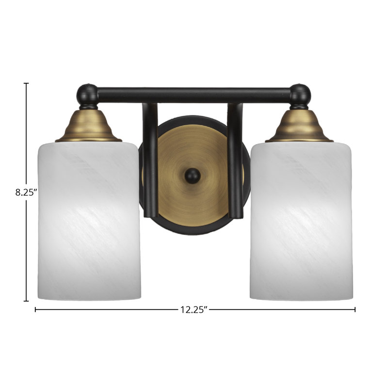 Michell 2-Light Bath Bar, Smoke Bubble, Matte Black/Brass