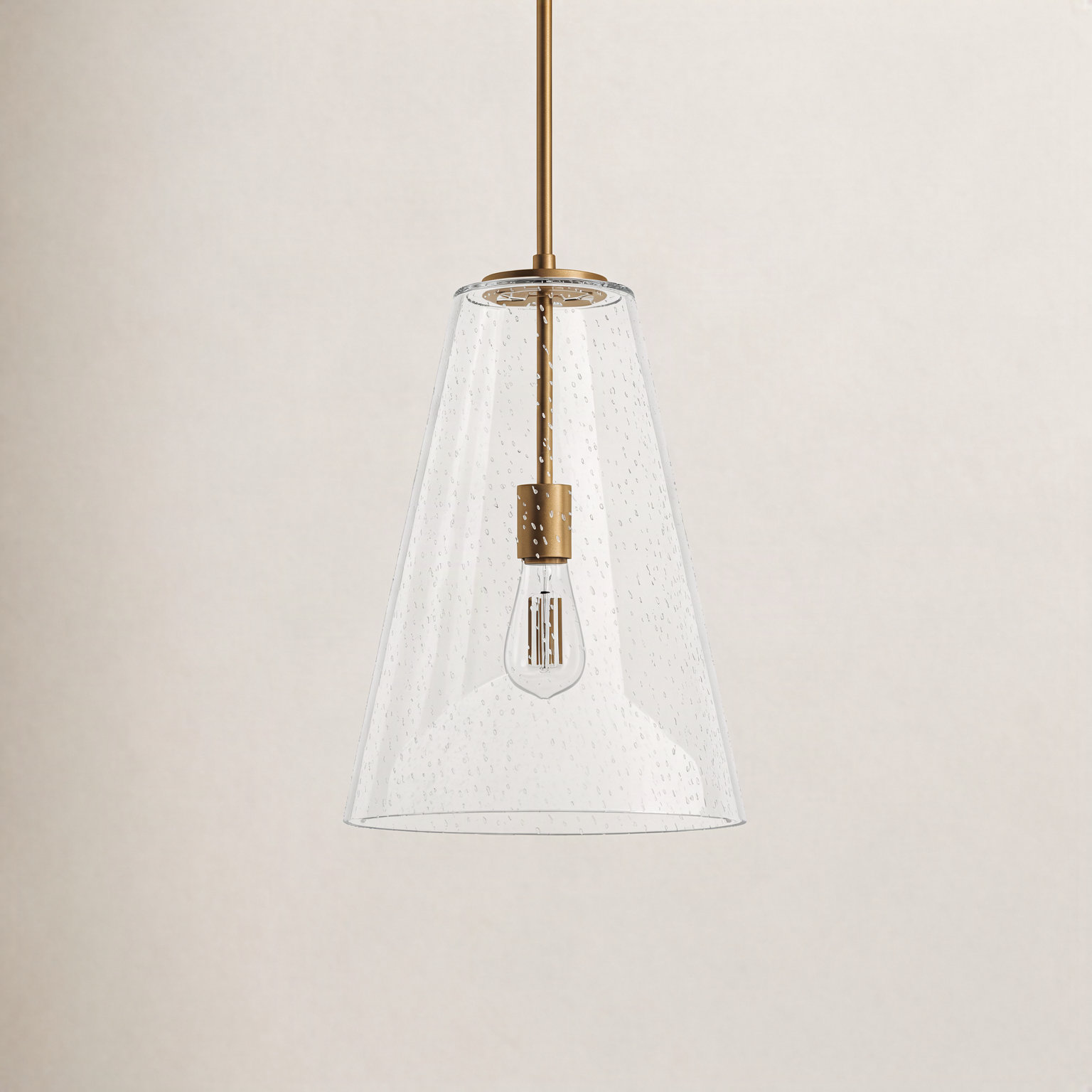 Evanne Single Light Glass Dimmable Pendant, Heritage Brass
