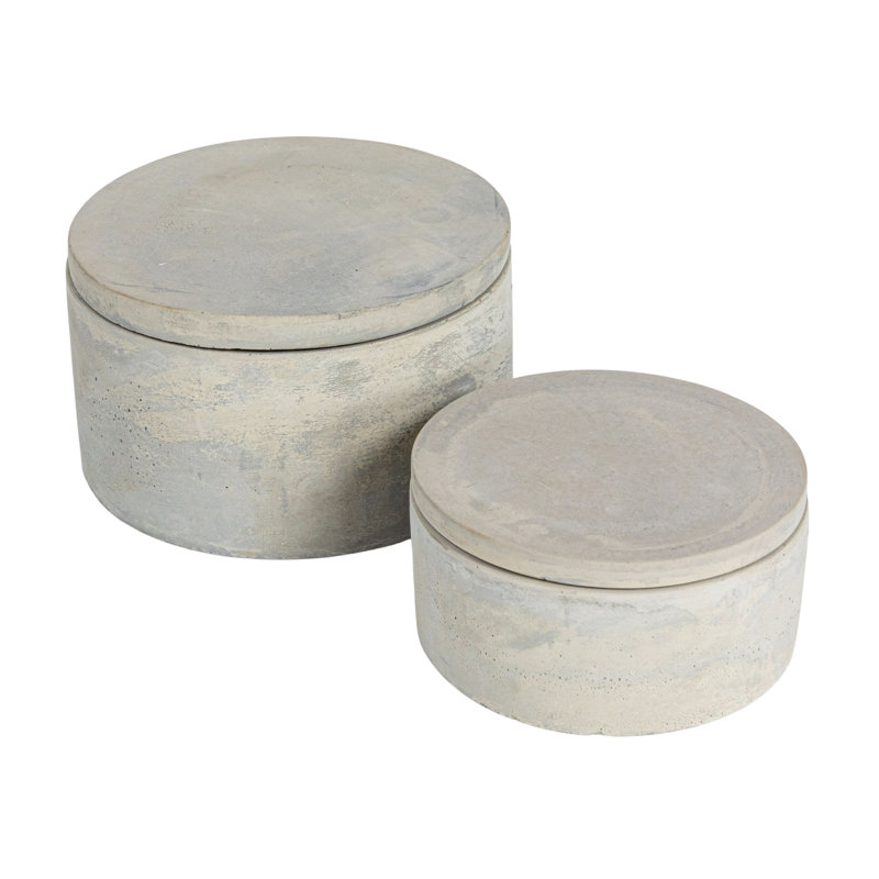 Hazleton Round Decorative Cement Storage with Lids