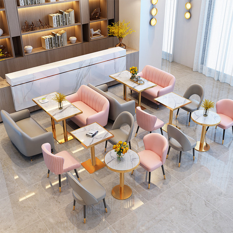 Banc rembourré en similicuir Light Luxury Cafe, Rose