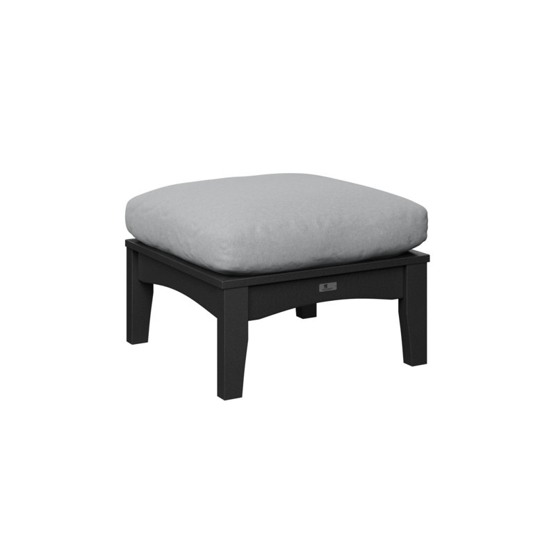 Classic Terrace Outdoor Ottoman, Canvas Granite, Black