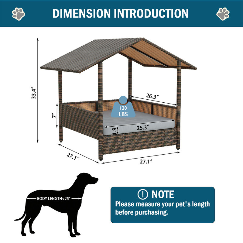 Niche pour chien en rotin, Brun