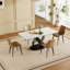Table de salle à manger rectangulaire de 71 po avec plateau et base en pierre frittée, table de salle à manger moderne de luxe blanche-320719189
