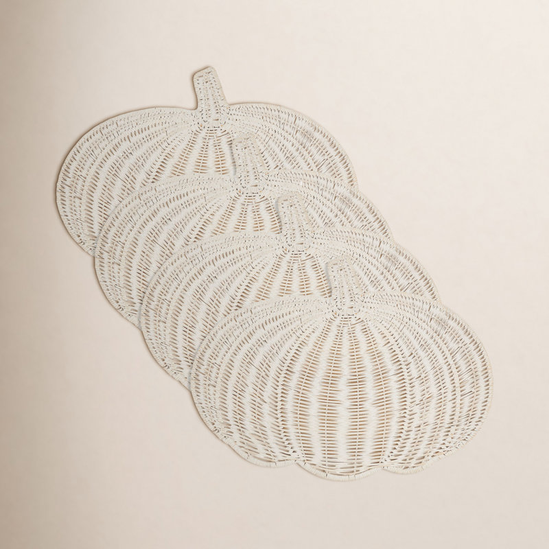 Napperon d'automne en rotin et citrouille (ensemble de 4), Blanc