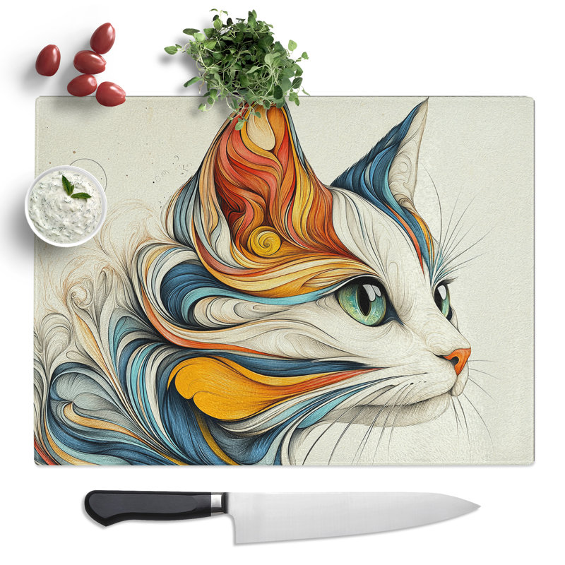 Unique Cat  Glass Chopping Board
