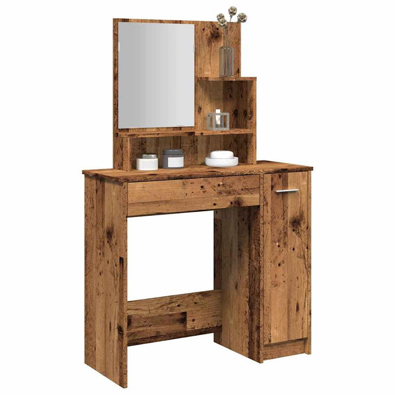 Jimella Dressing Table with Mirror, Old Wood