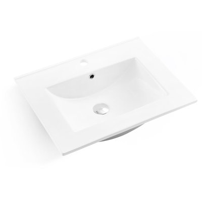 DAX Ceramic Square Bathroom Basin, White