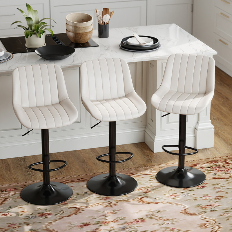 Moniq Swivel Adjustable Height Bar Stool, 3, Cream