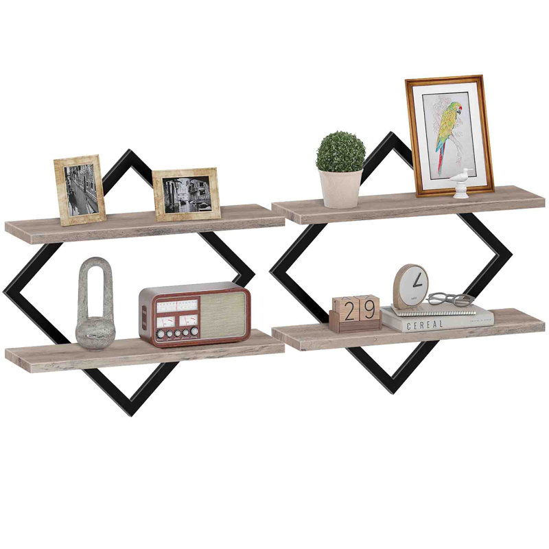 2 Piece Bracket Shelf, Greige/Black