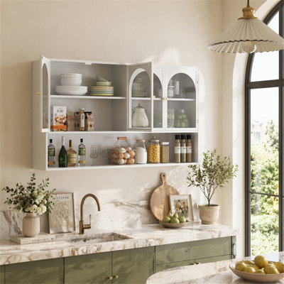 47.25" Four-Door Glass Wall Cabinet Storage