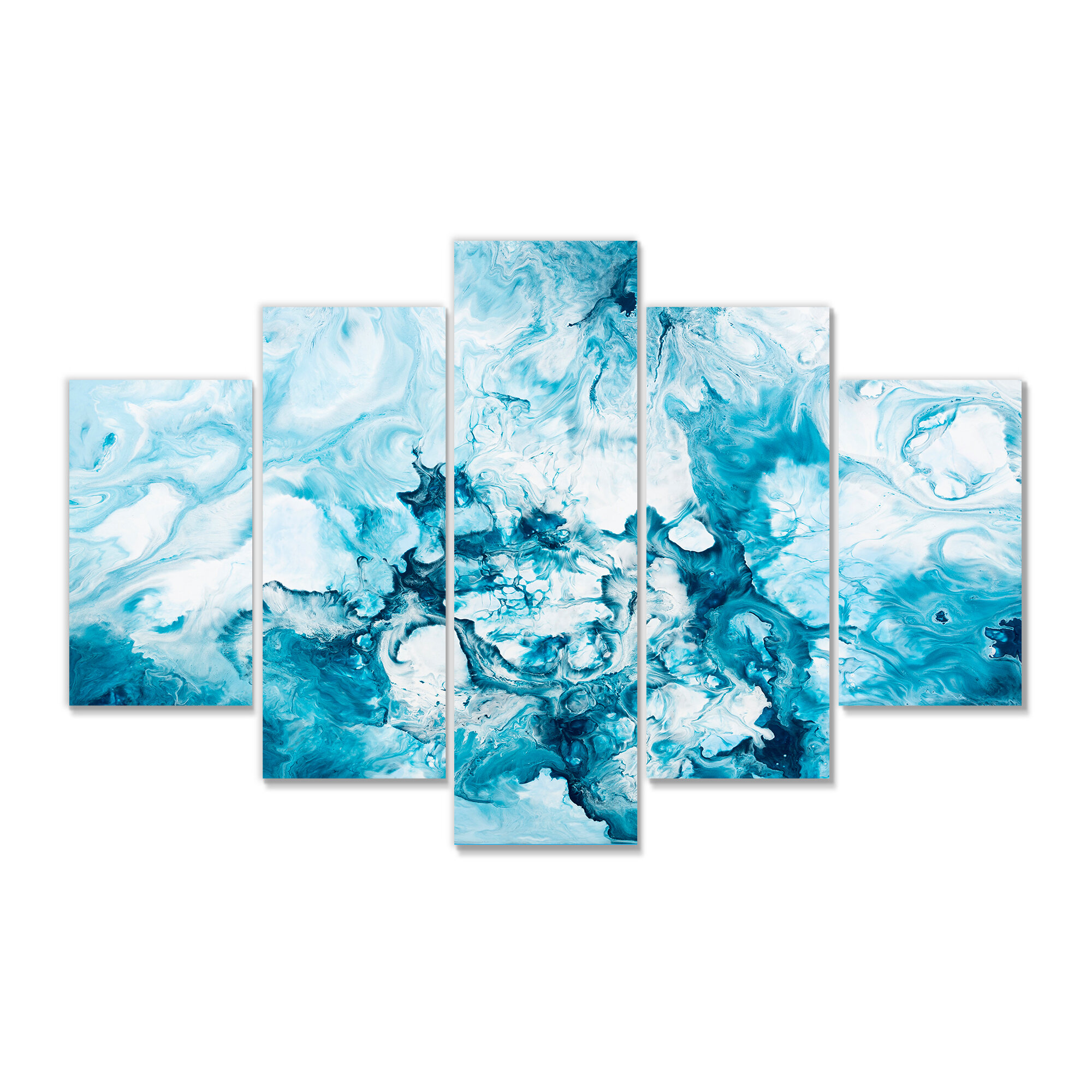 DesignArt Blue And White Liquid Art Waves XI - Modern Canvas Wall Art ...