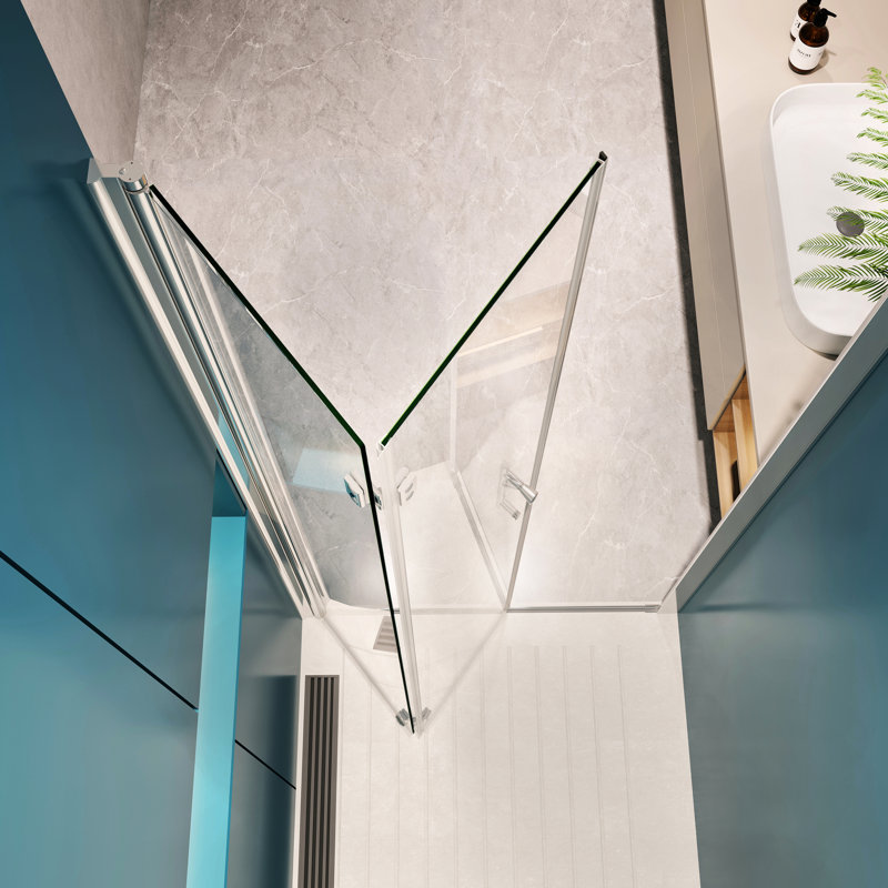 Porte de douche pivotante 1/4 po en verre trempé - 1 3/8 po réglable, 36 000 cycles d'ouverture et de fermeture, rotation en douceur, fuite, ajustement de la fabrication en alliage d'aluminium, verre, ouverture / fermeture des temps