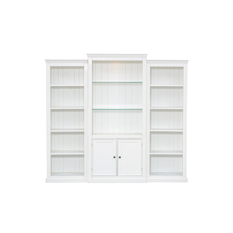 Retro style 3-Pieces Bookcase Display Cabinet with 5 Colors Adjustable LED Ceiling Light