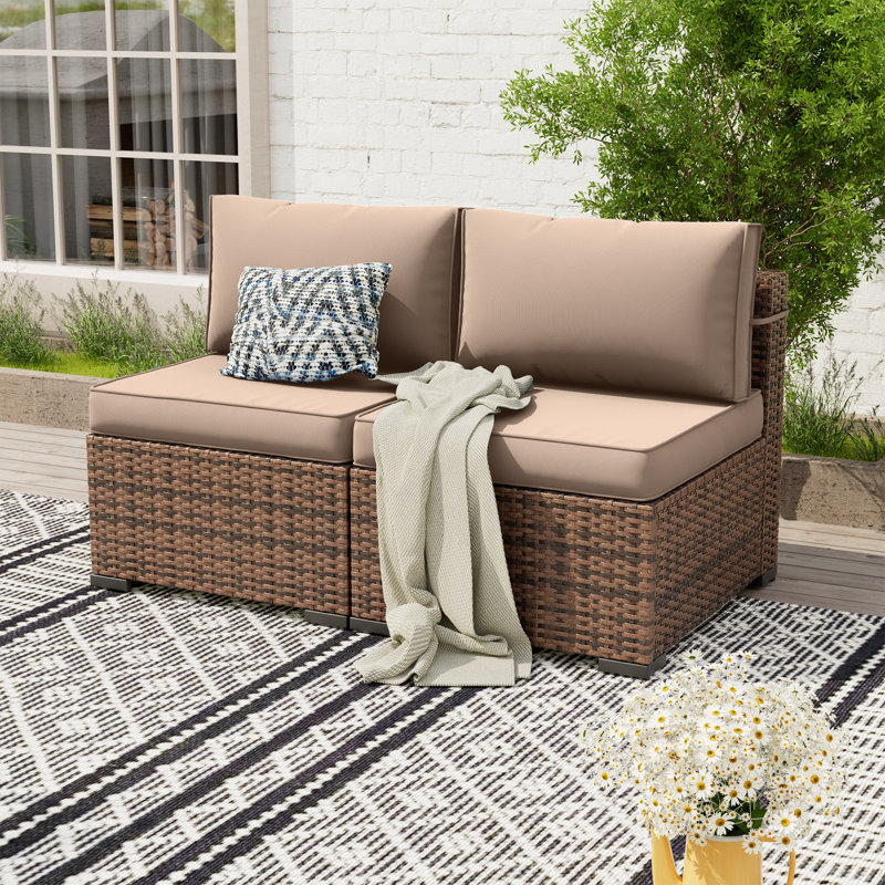 Chaise de patio 25,2 po avec coussins de 4 po Mecayla, Kaki