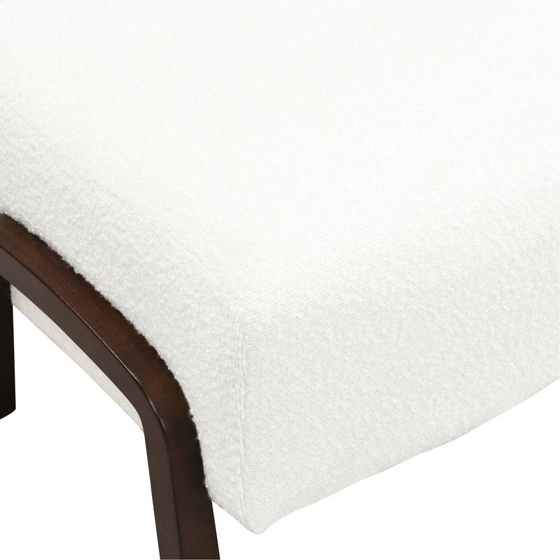 White Boucle With Legs, Contemporary Design, Ideal As Extra Seating, 19.11 In Width Style, Multi - Purpose Living Room, 15.51 Height
