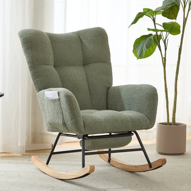 Ensemble de chaise berçante et berçante à oreilles Teddy, Green Teddy