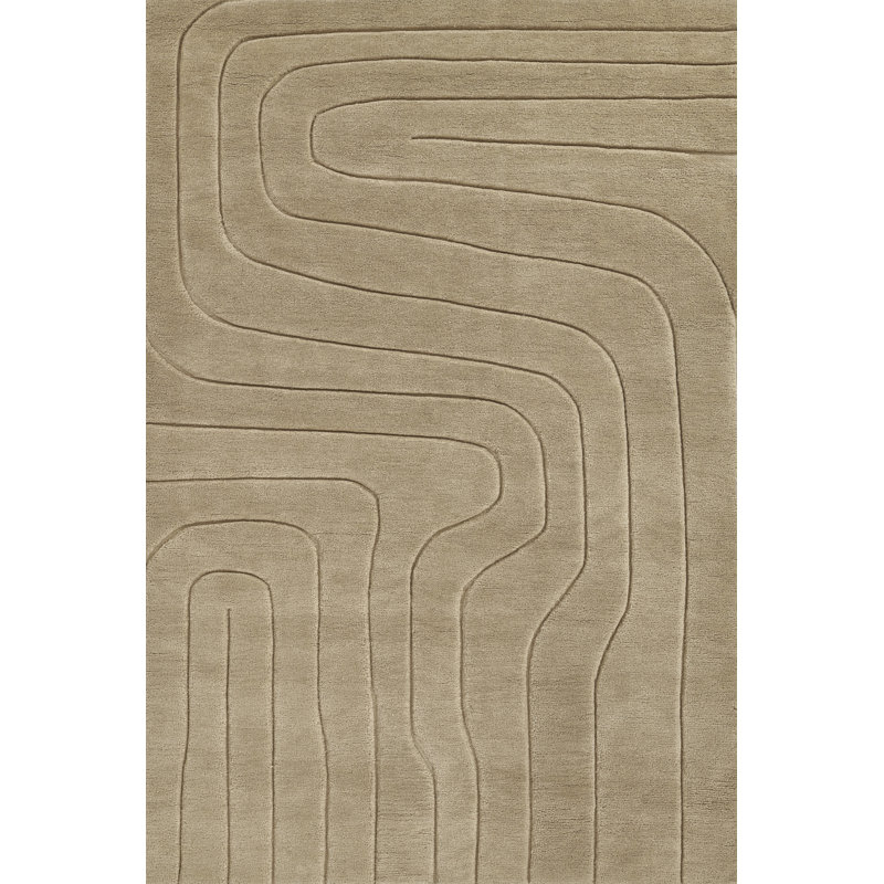 Aelin Geometric Hand Tufted Wool Neutral Area Rug, Rectangle 8' x 10'