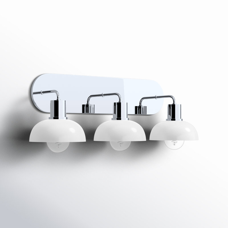 Meuble-lavabo 3 lumières Renfield - Verre brillant opale, Chrome poli, 3