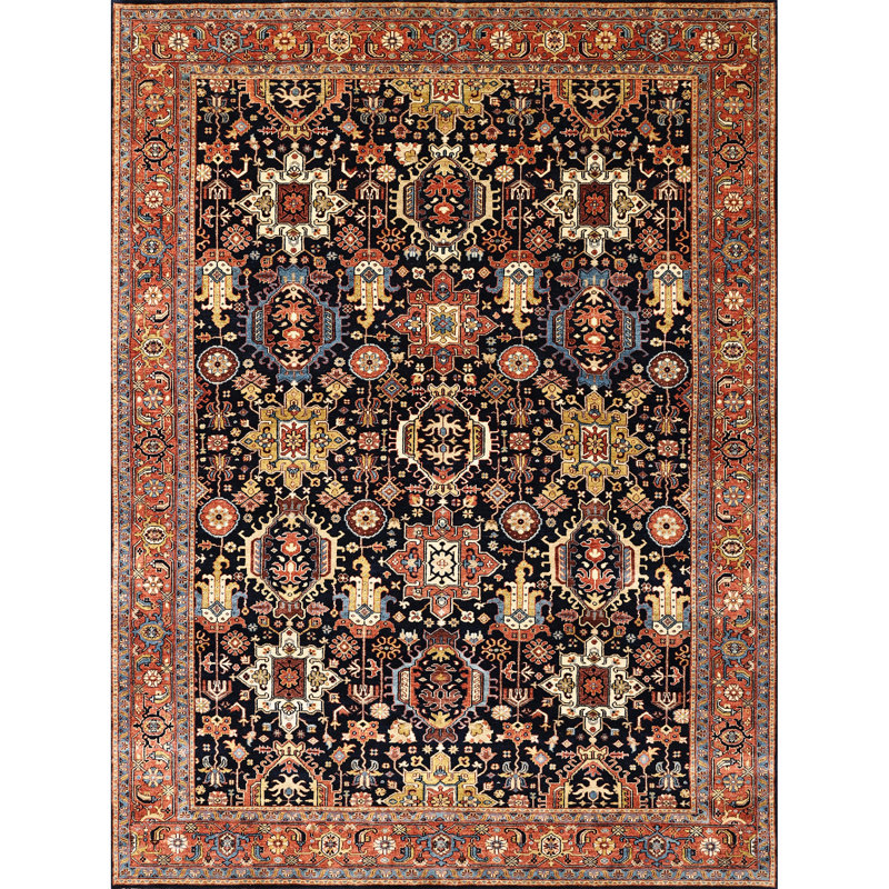 Tapis bleu et rouge noué à la main de haute qualité, Blue/Red, Rectangle 10' x 14'