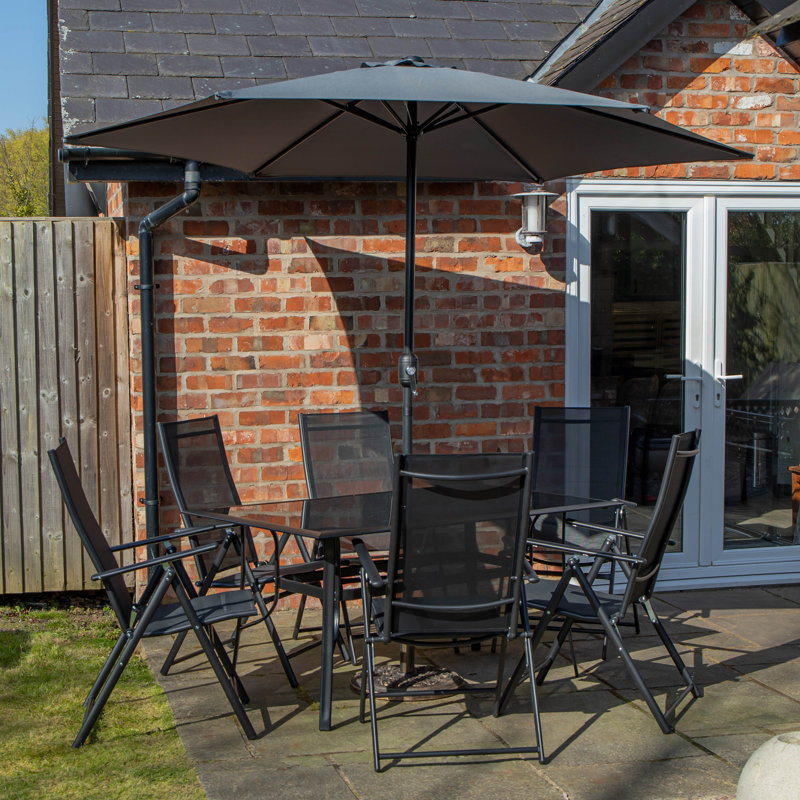 Charleah Rectangular 7 - Piece 6 - Person 149Cm L Outdoor Dining Set, Grey