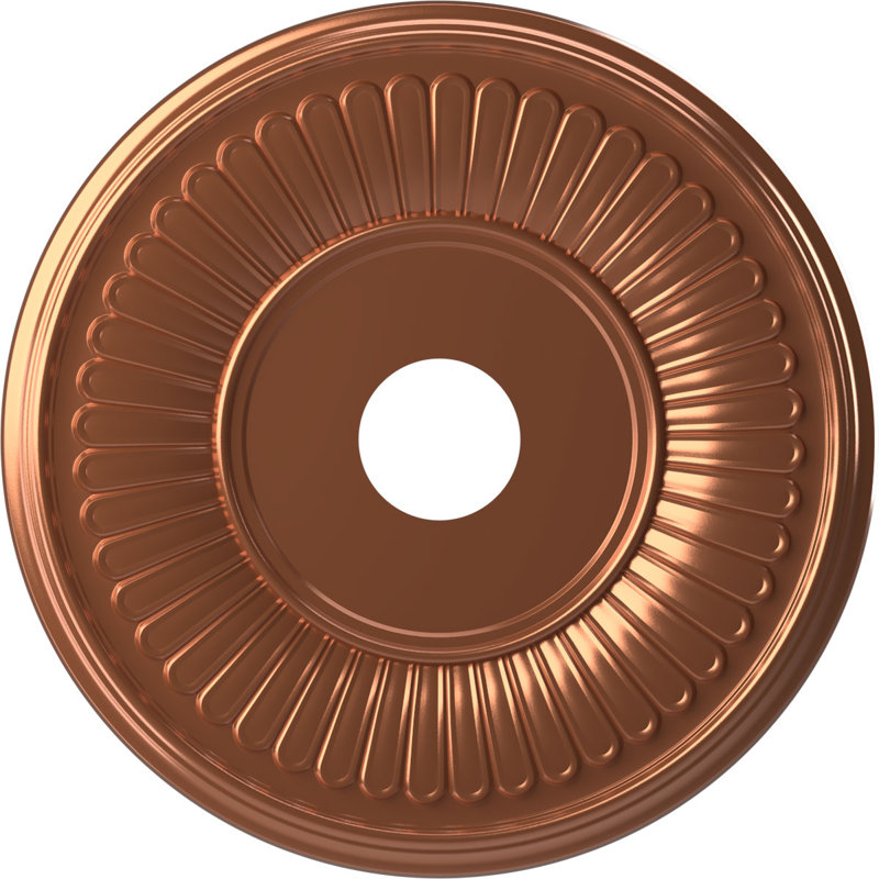 Médaillon de plafond Berkshire en PVC thermoformé, Cuivre brillant, H 13 po x l 13 po x P 0,75 po