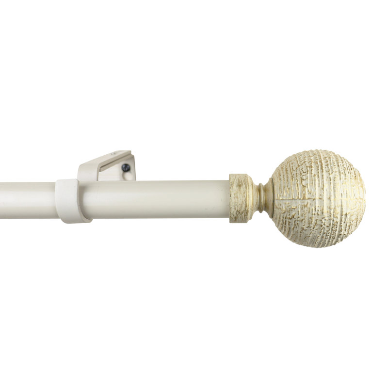 Tringle à rideaux simple réglable Divya, l 48 po x P 6,75 po, Blanc doré de France