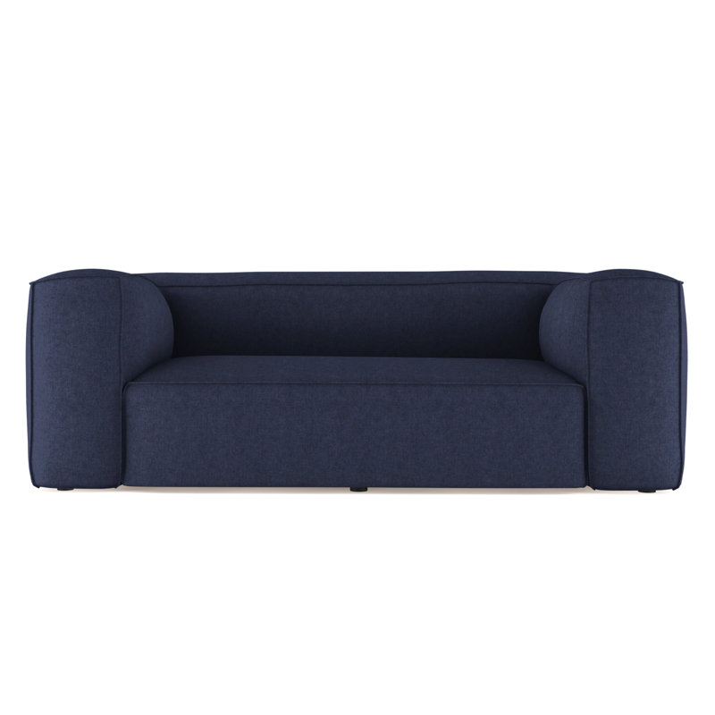 Varick Oversize Track-Arm Sofa with Flange, 30" H x 84" W x 47" D, Crushed Velvet Graphite, Dark Brown