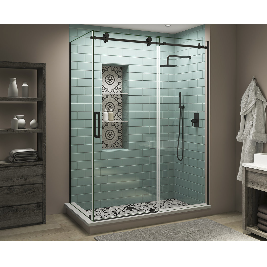 Coraline XL 56" - 60" W x 36" D x 80" H Frameless Rectangle Sliding Shower Enclosure Aston Door 