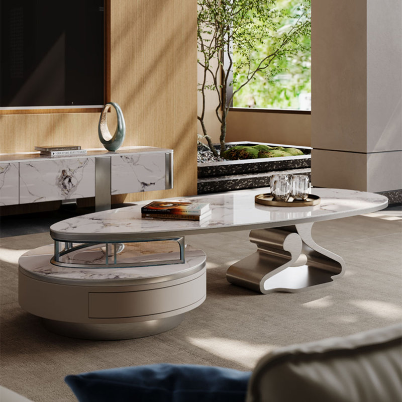 Modern microcrystalline stone coffee table