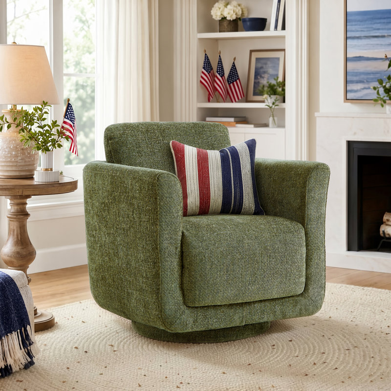 Joie Upholstered Swivel Chair, Laurel Forest Textured Basketweave