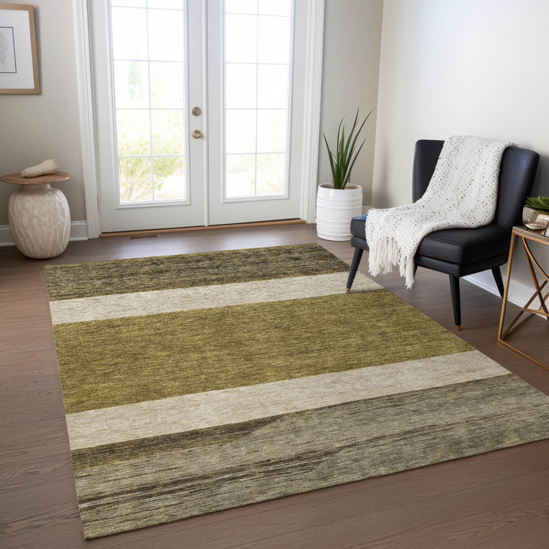 Machine Washable Indoor/Outdoor Claudian ACN1624 Coffee Rug, Rectangle 2'6" x 3'10"