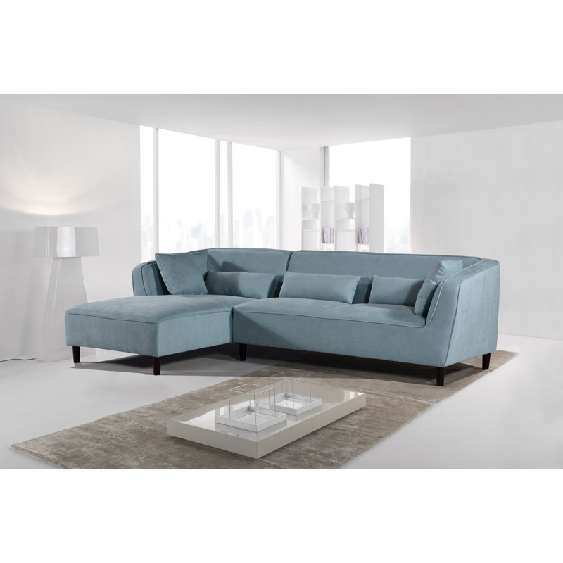 Latour Faux Leather L-Shaped Sectional, Left Hand Facing, Teal Zeal Faux Leather