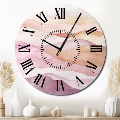 Glam Wave Pink I - Modern Round Metal Wall Clock