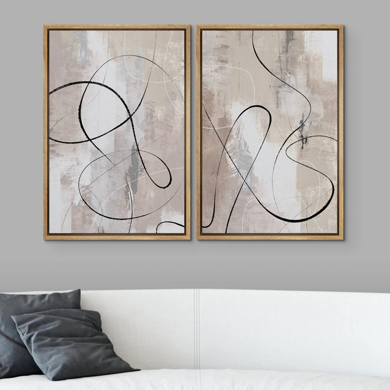 Ensemble de 2 reproductions encadrées sur toile, H 24 po x l 32 po x P 1,5 po, Naturel