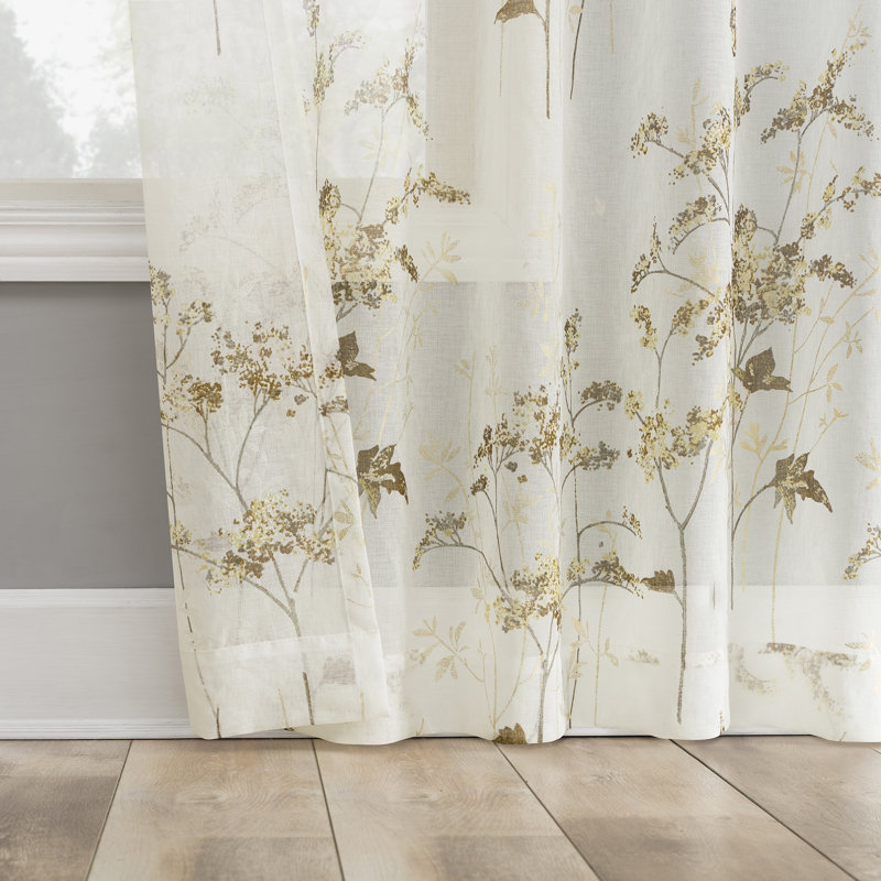 Rideau transparent avec passe-tringle Margot, Doré, L 50 po x L 84 po