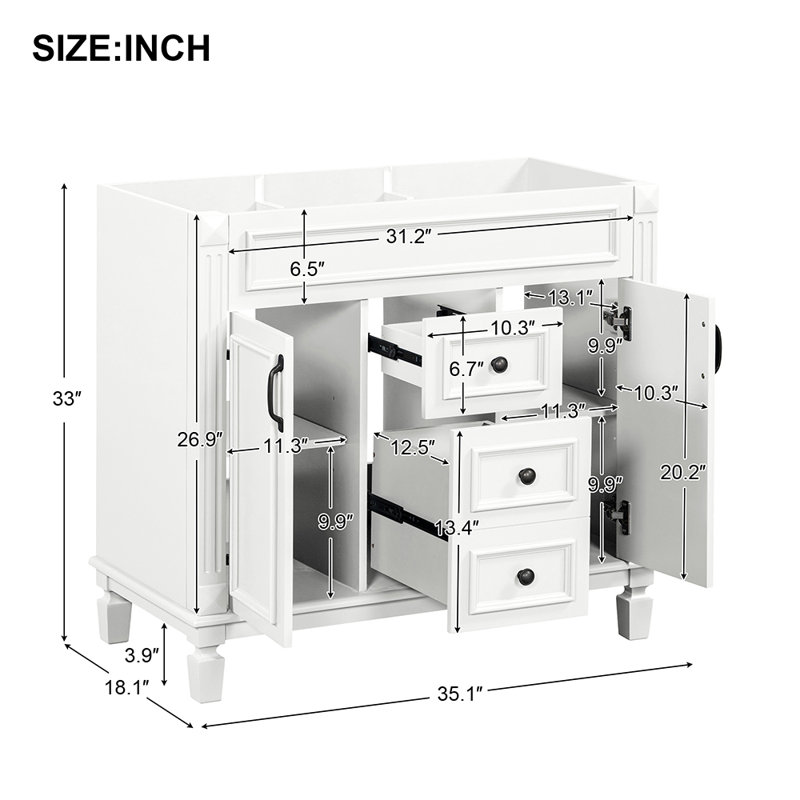 Meuble-lavabo simple 35,11 avec comptoir, Blanc