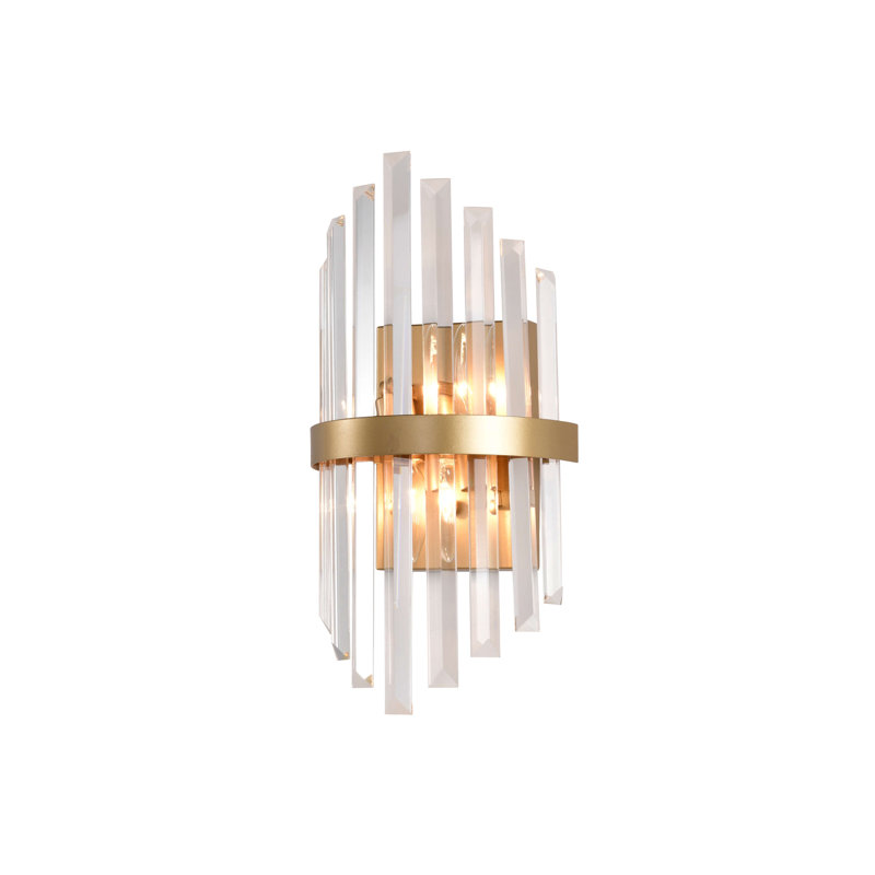 Genesis Glam 2-Light Glossy Bronze Crystal Glass Rod Decor Wall Sconce