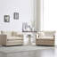 2 fauteuils d'appoint, revêtement en chenille beige, base en bois massif, sièges latéraux confortables avec coussin de 2, structure, siège