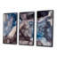 Gris et bleu, art abstrait fluide de luxe - ensemble d'art moderne sur toile encadrée moderne de 3-371212289-371212299