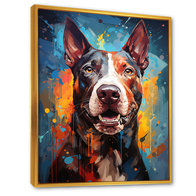 Impression sur toile Bull Terrier Boldness I, H 20 po x l 12 po x P 1 po, Cadre flottant doré